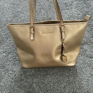 gold michael kors tote bag